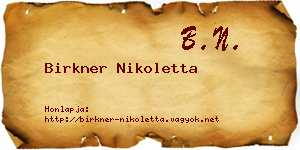 Birkner Nikoletta névjegykártya